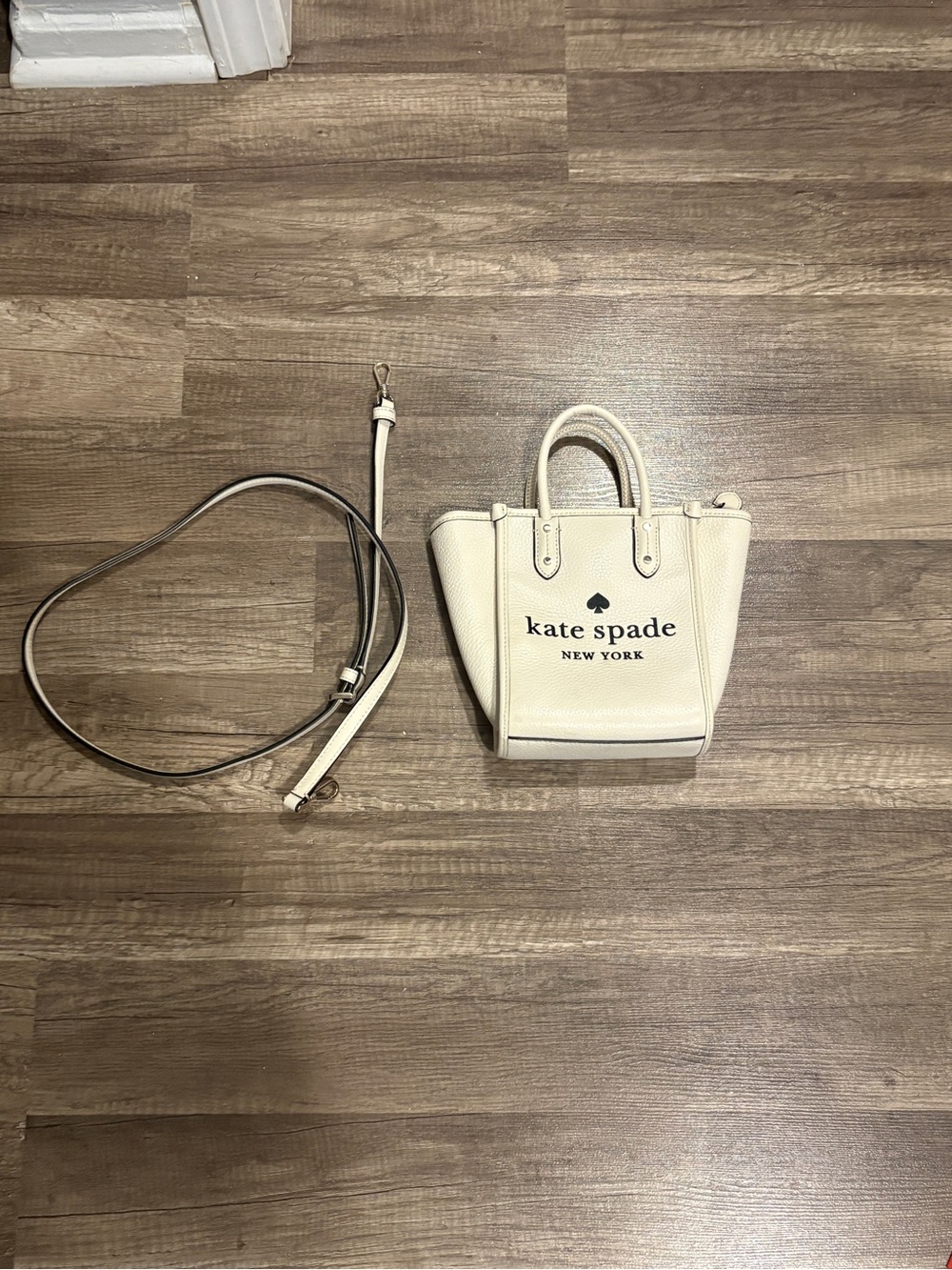 kate spade cream pebbled leather mini tote with detachable strap